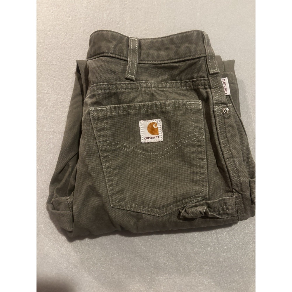 Carhartt Pants Womens 8x30 Vintage WB159 DMS Olive Green Canvas Carpenter Work